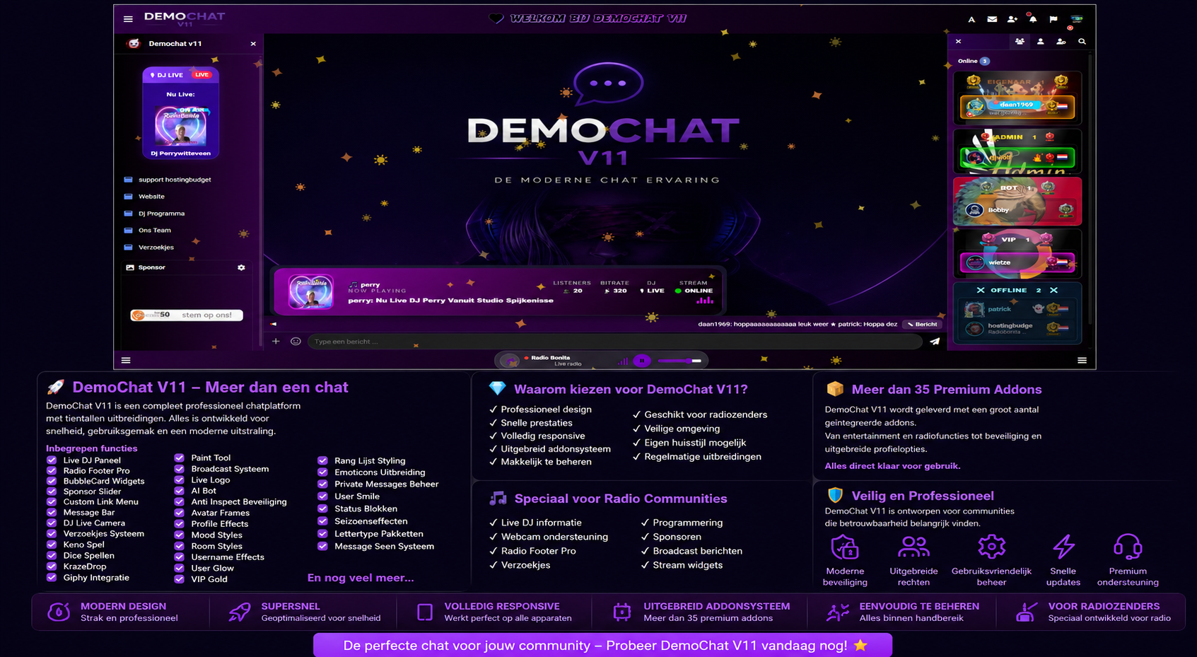 CodyChat Live Chat voor websites, communities en online radiostations